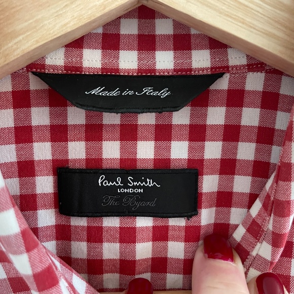 Paul Smith Byard Button down Shirt Red white Gingham Picnic Cotton Designer Sz L - Picture 12 of 14